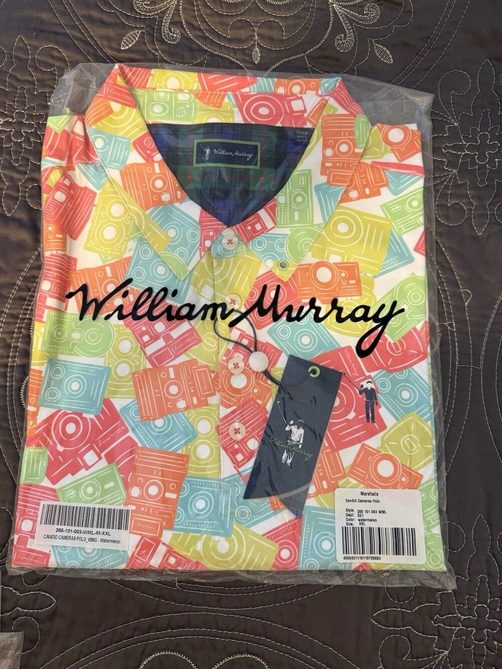 William Murray Golf Candid Cameras Polo Mens XXL 2XL  Vibrant, Fun NWT